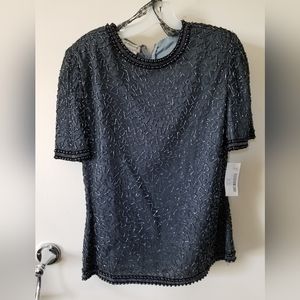 Beaded top. Medium. Charcoal grey/black.